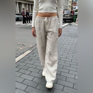 Cream and white Linen pants